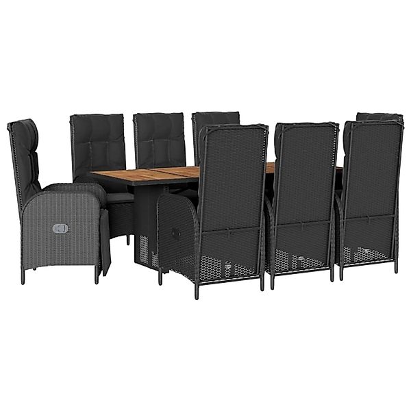 vidaXL 9-Tlg Garten-Essgruppe mit Kissen Schwarz Poly Rattan 3213516 günstig online kaufen