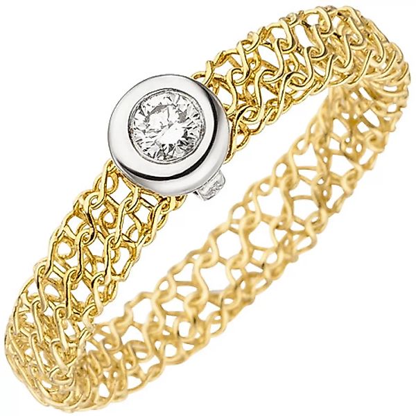 SIGO Damen Ring geflochten 750 Gold Gelbgold 1 Diamant Brillant 0,10ct. Dia günstig online kaufen