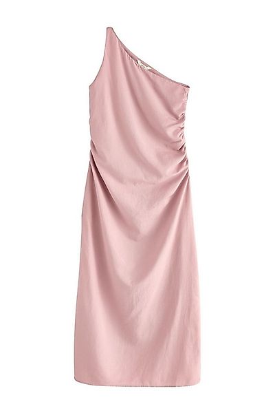 Next One-Shoulder-Kleid Gerüschtes One-Shoulder-Maxikleid mit Leinenanteil günstig online kaufen