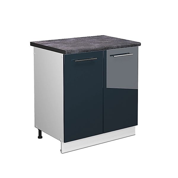 Vicco Spülenunterschrank Fame-Line Dunkelblau Hochglanz/Weiß 80 cm AP Anthr günstig online kaufen