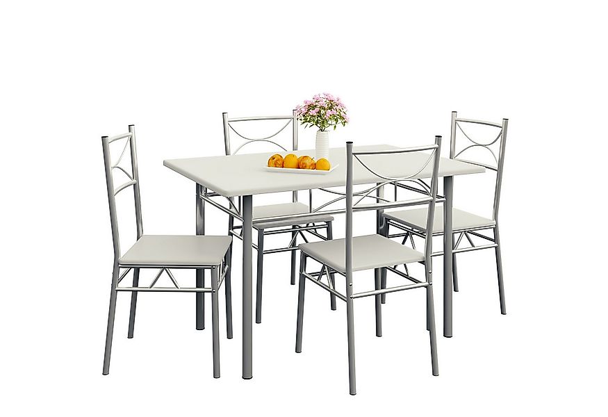 Casaria Essgruppe Paul, (5-tlg), Esstisch mit 4 Stühlen für Esszimmer Küche günstig online kaufen