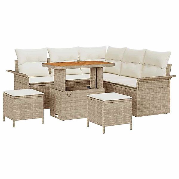 vidaXL Garten-Sofa-Set Höhenverstellbar 8-Tlg Beige Poly Rattan 3362136 günstig online kaufen