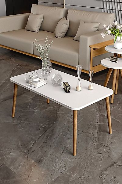 en.casa Couchtisch, Massive Holzbeine, pflegeleichte Tischplatte 89322068 günstig online kaufen