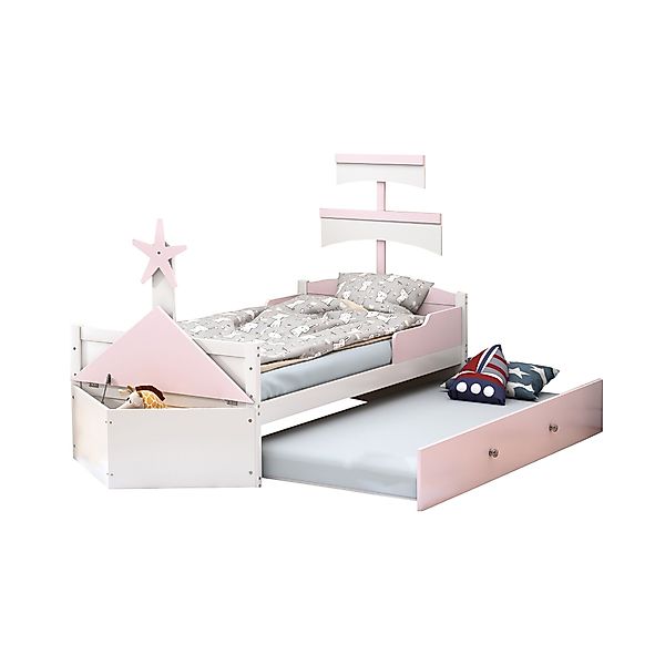 OKWISH Kinderbett Holz-Einzelbett in Segelbootform, Funktionsbett günstig online kaufen