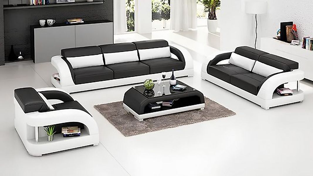 Xlmoebel Sofa Modernes Ledersofa Set mit 3-Sitzer, 2-Sitzer und Einzelsitze günstig online kaufen