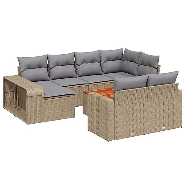 vidaXL 11-Tlg Garten-Sofagarnitur mit Kissen Beige Poly Rattan 3261309 günstig online kaufen