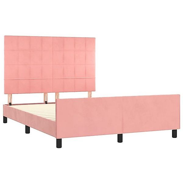 vidaXL Bettgestell Bettrahmen mit Kopfteil Rosa 140x200 cm Samt Bett Bettge günstig online kaufen