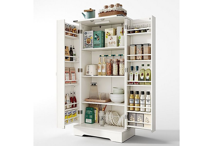 Yorbay Mehrzweckschrank Küchenschrank mit LED-Beleuchtung & verstellbaren R günstig online kaufen