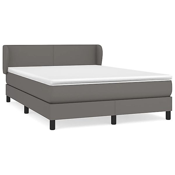 vidaXL Boxspringbett mit Matratze Grau 140x200 cm Kunstleder 3127197 günstig online kaufen