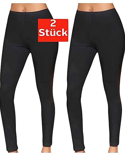 DDOnlineShop Leggings Damen Lange Unterhosen aus Baumwolle Schwarz A2135 (S günstig online kaufen
