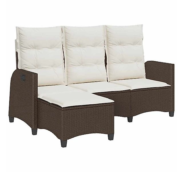 vidaXL Loungesofa Gartensofa mit Liegefunktion Kissen L-Form Braun Poly Rat günstig online kaufen