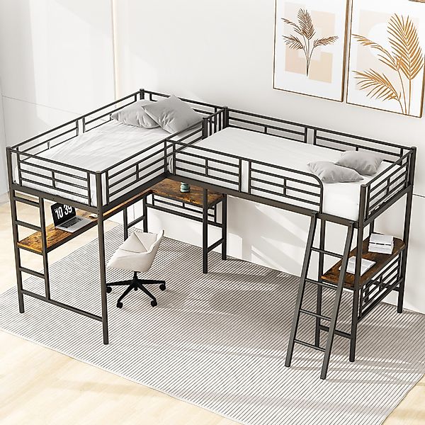 Ulife Etagenbett zwei Hochbett,Tisch unter dem günstig online kaufen