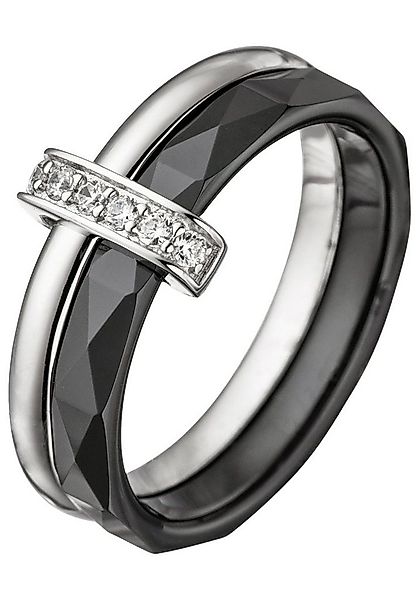 JOBO Fingerring, 925 Silber mit Keramik und 6 Zirkonia günstig online kaufen