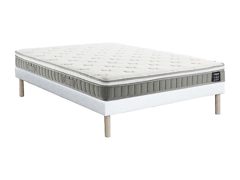 Bett - 140 x 190 cm - Polsterbettgestell - Taschenfederkernmatratze mit Mem günstig online kaufen
