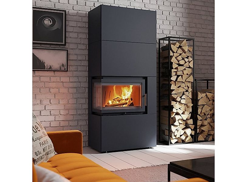 Kratki Kaminofen KAMINEINSATZ SIMPLE BOX 8 KW Ø 200 LINKS SCHWARZ, TÜRFEDER günstig online kaufen