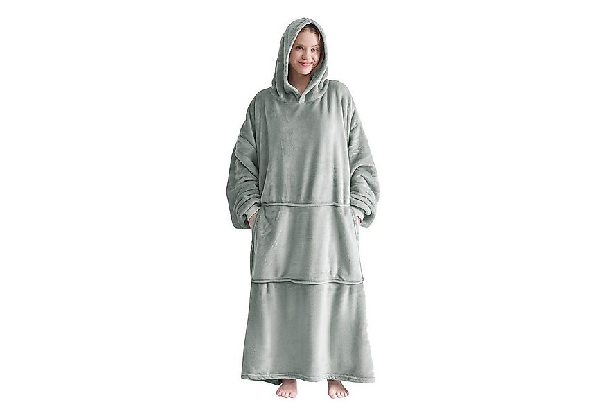 Wohndecke Tragbare Decke, Kuscheldecke mit Ärmeln, Sherpa, mit Taschen, Gra günstig online kaufen