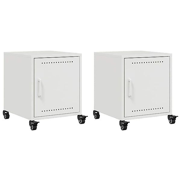 vidaXL Nachttische 2 Stk, Weiß 36x39x43,5 cm Stahl 846625 günstig online kaufen