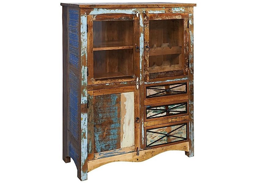 Massivmoebel24 Highboard (Massivholz), Altholz 106x45x136 mehrfarbig lackie günstig online kaufen