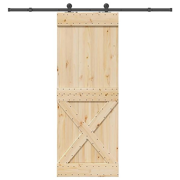 vidaXL Schiebetür mit Beschlag 85x210 cm Massivholz Kiefer 3332768 günstig online kaufen