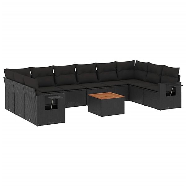 vidaXL 11-Tlg Garten-Sofagarnitur mit Kissen Schwarz Poly Rattan 3257063 günstig online kaufen