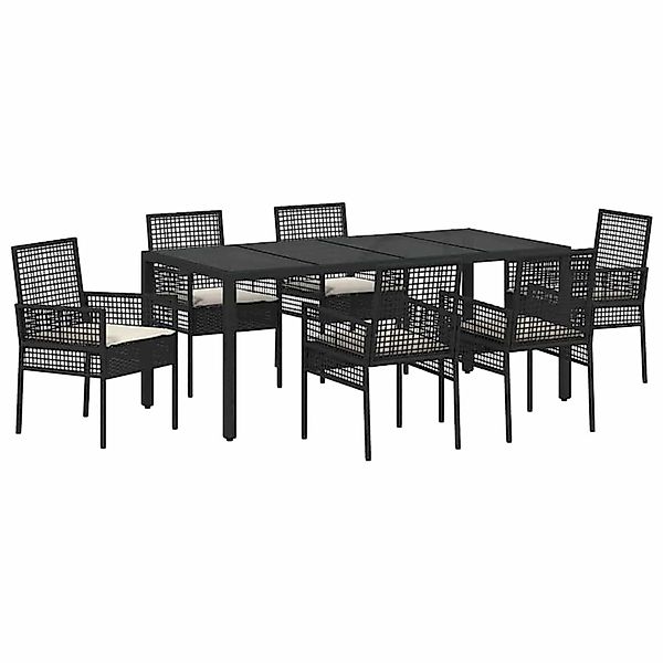 vidaXL Garten Essgruppe 7-Tlg Schwarz Poly Rattan 3334859 günstig online kaufen