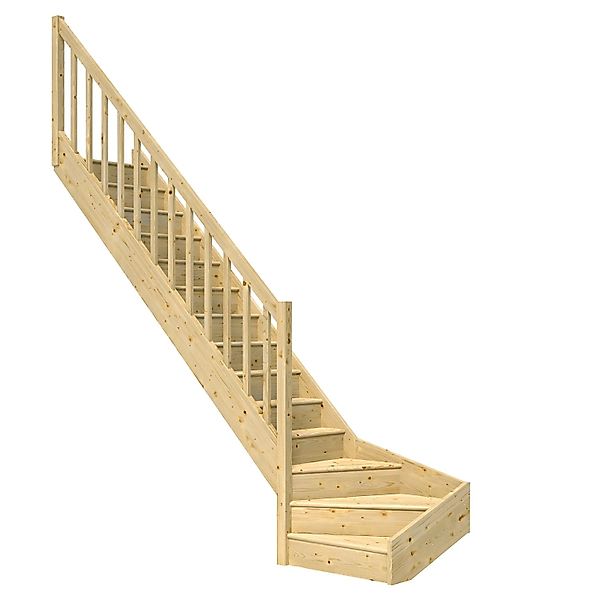 Dolle Raumspartreppe Paris 1/4-gew. Links Setzstufe Fichte R-Geländer FSC® günstig online kaufen