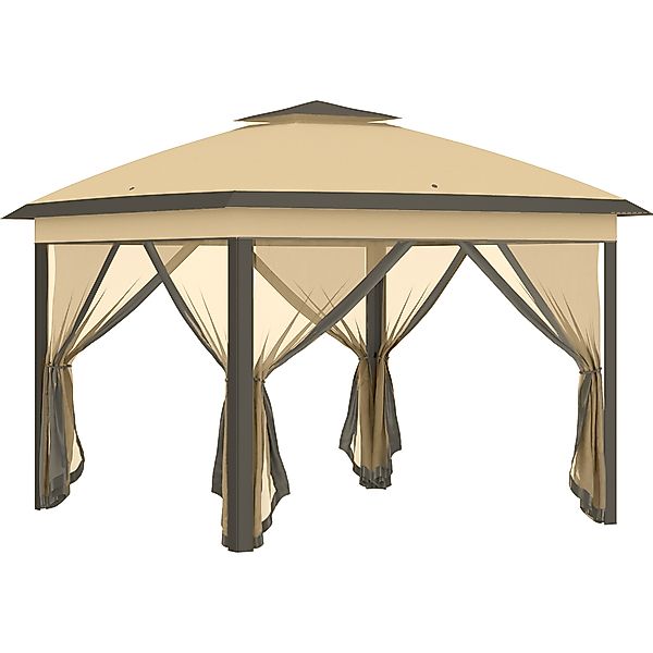 Outsunny Pavillon 3,3x3,3m, wasserabweisend Winterfest Pop-up Faltpavillon günstig online kaufen