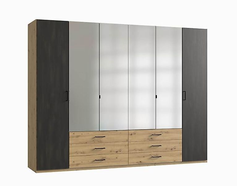 Drehtürenschrank 6-türig, inkl. 4 Spiegeltüren und 6 Schubladen SULZBACH vo günstig online kaufen