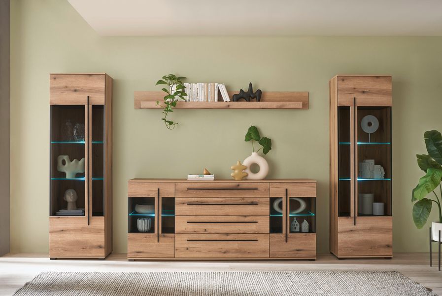 INOSIGN Wohnwand "Cantara, moderne Anbauwand, Wohnzimmer-Set, in Eiche Evok günstig online kaufen