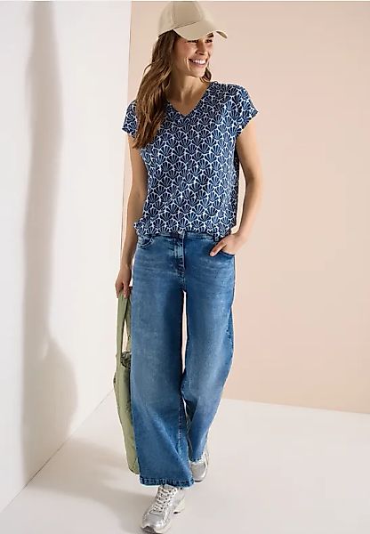 CECIL T-Shirt mit V-Neck und Muschelprint günstig online kaufen