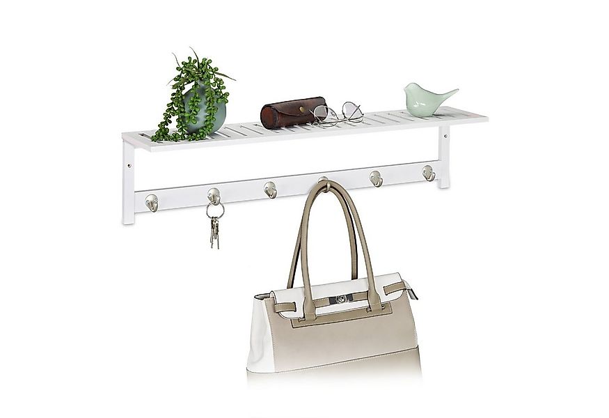 relaxdays Wandgarderobe Weiße Wandgarderobe mit Ablage günstig online kaufen