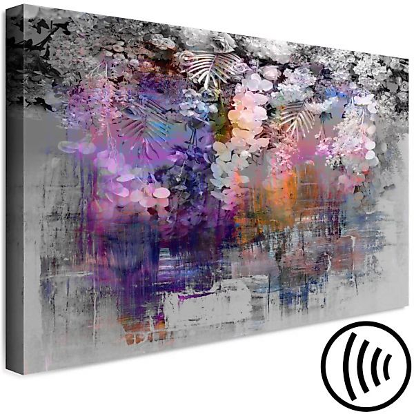 Wandbild Moderner Garten - Komposition mit Blumen und abstraktem Muster XXL günstig online kaufen