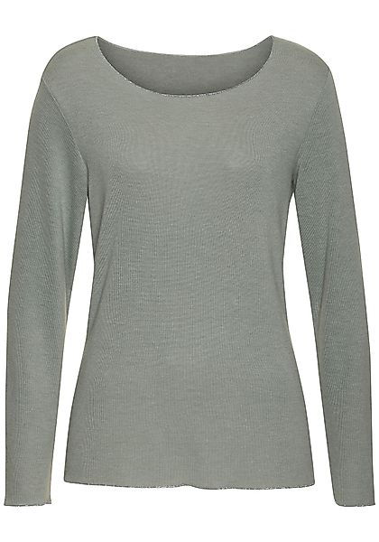 LASCANA Langarmshirt "mit feiner Glitzereinfassung", aus weichem Viskose-Fe günstig online kaufen