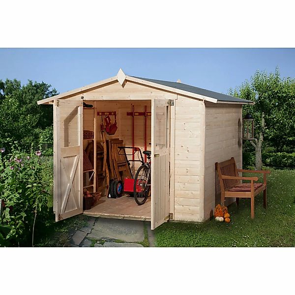 Weka Holz-Gartenhaus Parma Satteldach Unbehandelt 254 cm x 318 cm günstig online kaufen