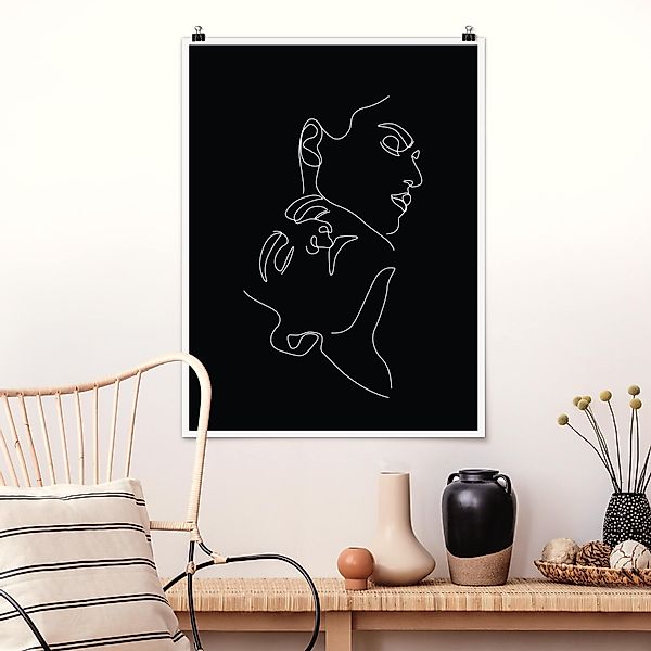 Poster - Hochformat Line Art Frauen Gesichter Schwarz günstig online kaufen