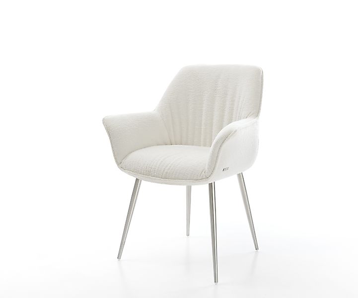 Esszimmerstuhl Keila-Flex mit Armlehnen Bouclé Soft Beige 4-Fuß konisch Ede günstig online kaufen