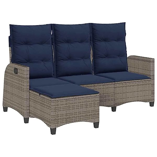 vidaXL Gartensofa mit Liegefunktion Kissen L-Form Grau Poly Rattan 4108244 günstig online kaufen
