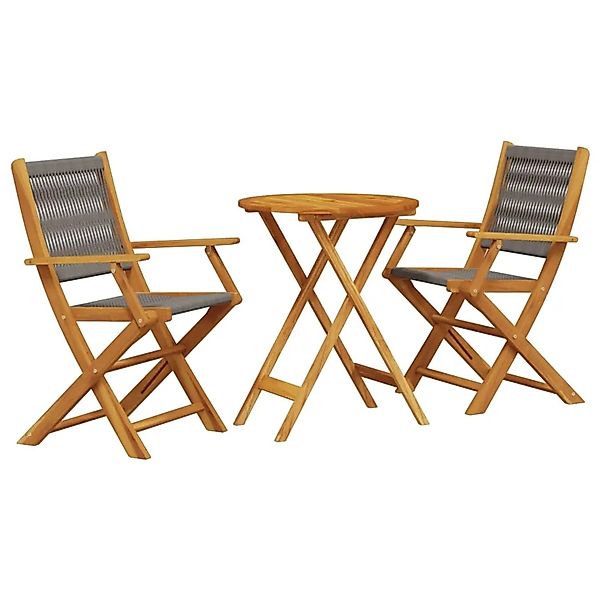 vidaXL 3-tlg Bistro-Set Grau Polypropylen und Massivholz Modell 7 günstig online kaufen