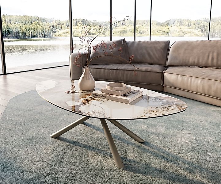 Couchtisch Edge Organisch 140x76 cm Keramik Minas Melange Sarity Metall Eff günstig online kaufen