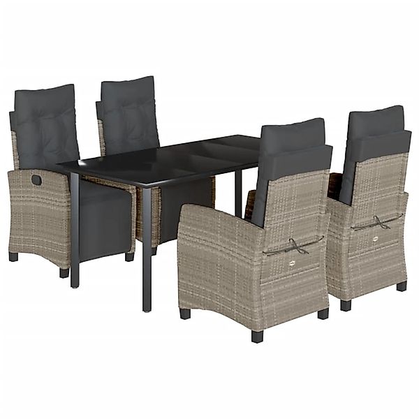 vidaXL 5-Tlg Garten-Essgruppe mit Kissen Hellgrau Poly Rattan 3213040 günstig online kaufen
