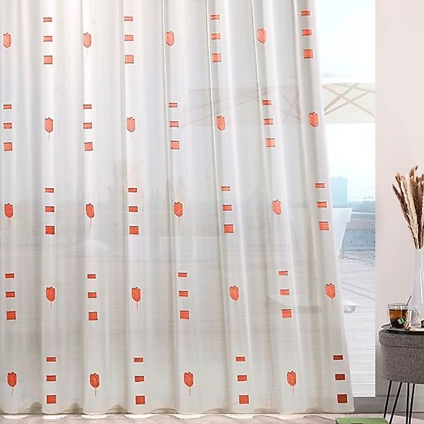 Weckbrodt Gardine »Ruby«, (1 St.), Webscherli, Bedruckt, Allover,Floral, ha günstig online kaufen