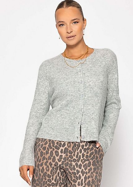 SASSYCLASSY Cardigan Cardigan mit Rippstruktur für Damen Flauschiger Strick günstig online kaufen