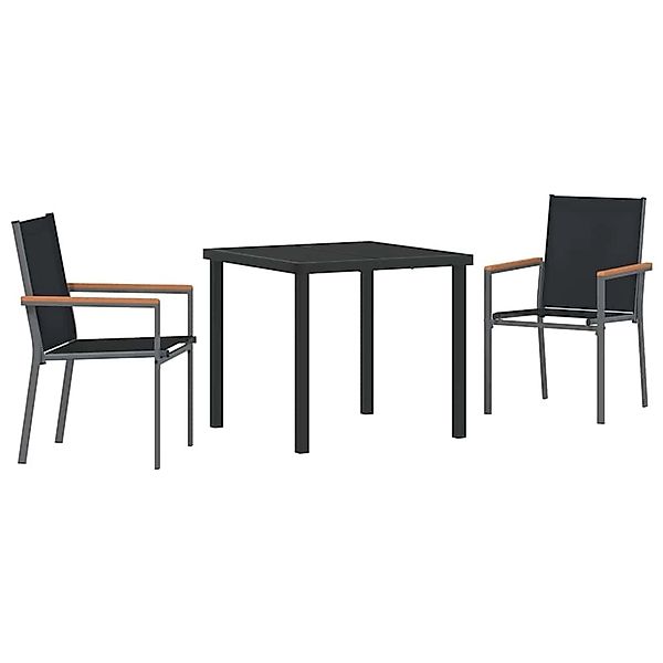 vidaXL 3-Teilige Garten-Essgruppe in Schwarz aus Textilene und Stahl 337908 günstig online kaufen