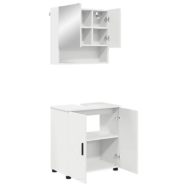 vidaXL Badezimmermöbel-Set mit Tür 2-Tlg Weiß Holzwerkstoff & Metall 339293 günstig online kaufen