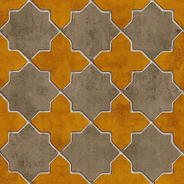 Bricoflor Orient Vliestapete in Orange Ocker Keramik Tapete Orientalisch Id günstig online kaufen