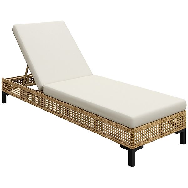 Outsunny Polyrattan Sonnenliege mit Kissen günstig online kaufen