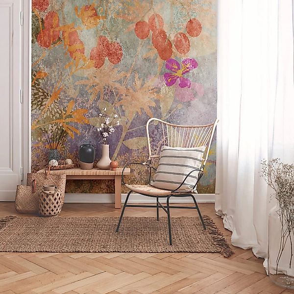 PROFHOME 382641-GU Fototapete Aquarell-Stil Orange Lila Gelb Blau 3,71 m x günstig online kaufen
