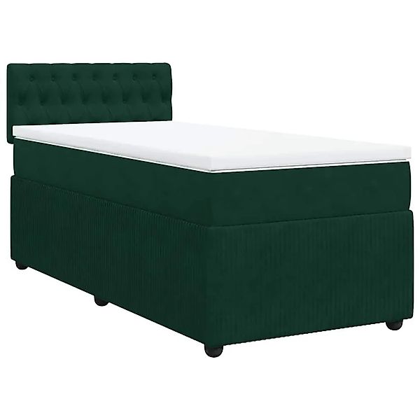 vidaXL Boxspringbett mit Matratze Dunkelgrün 90x190 cm Samt 3289923 günstig online kaufen