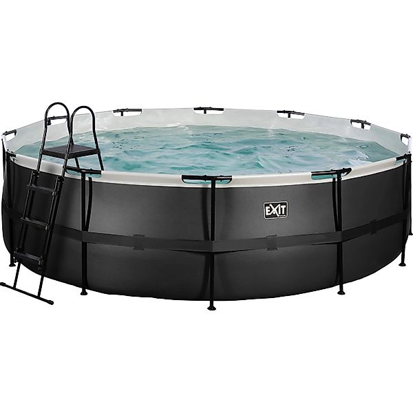 Exit Black Leather Pool Schwarz ø 488 x 122 cm m. Sandfilterpumpe günstig online kaufen