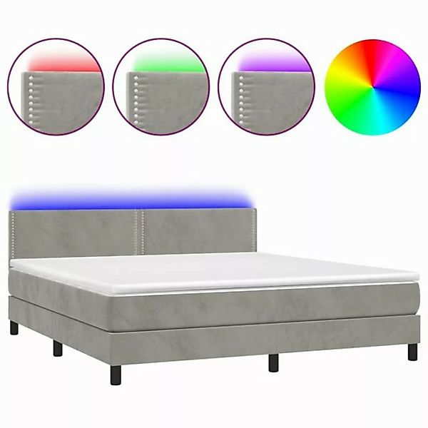 vidaXL Boxspringbett Boxspringbett mit Matratze LED Hellgrau 160x200 cm Sam günstig online kaufen